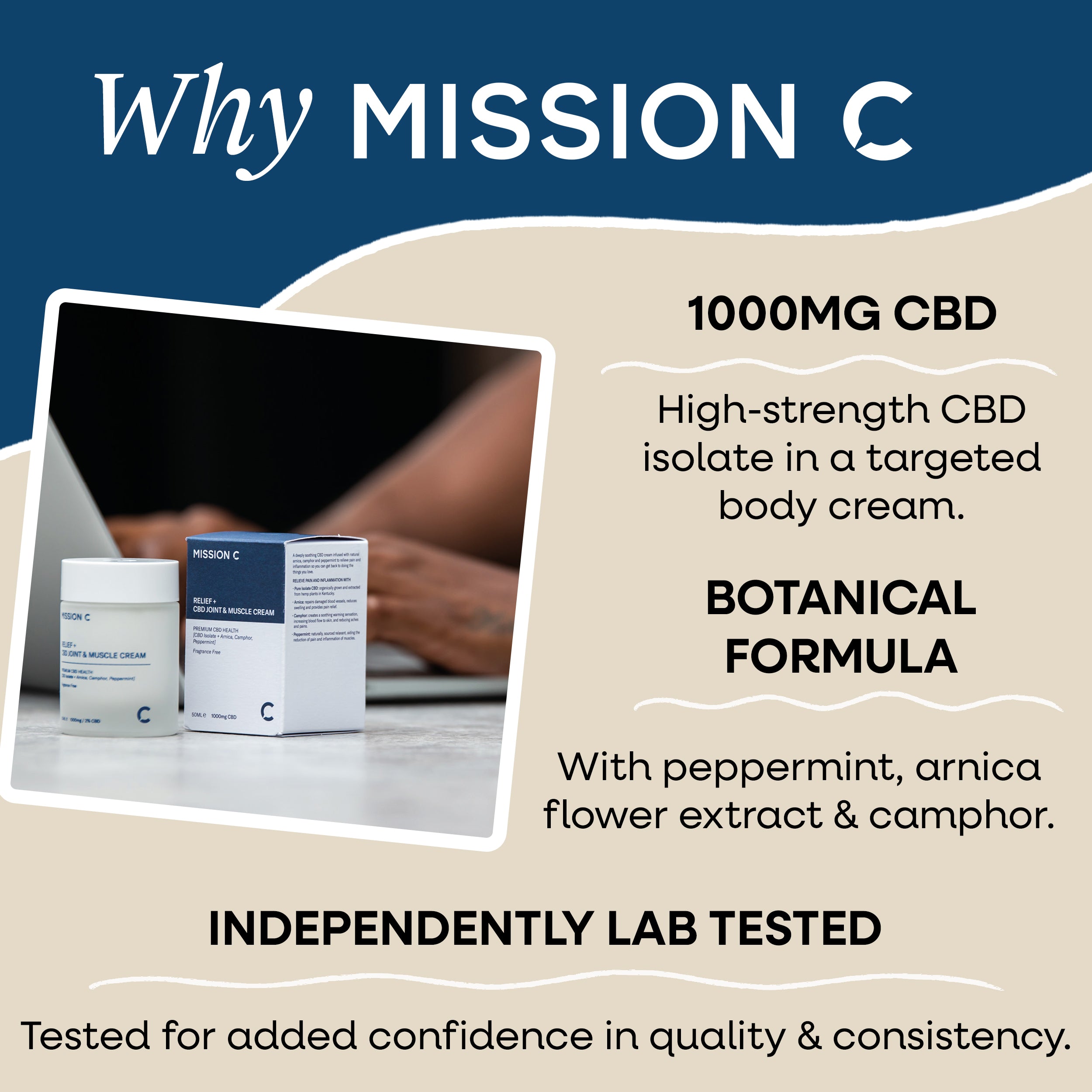 Relief+ CBD Joint and Muscle Cream | Physical Health | Mission C